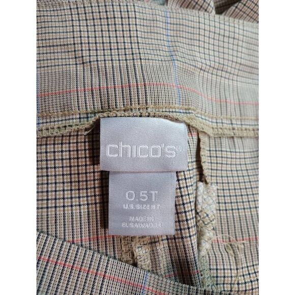 Chico's Pants Ladies Extra Small Chico's .5 Straight Leg Pull On Waist Tan Plaid - Picture 5 of 7